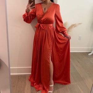 Dress Day - Orange Red Flowy Maxi Dress